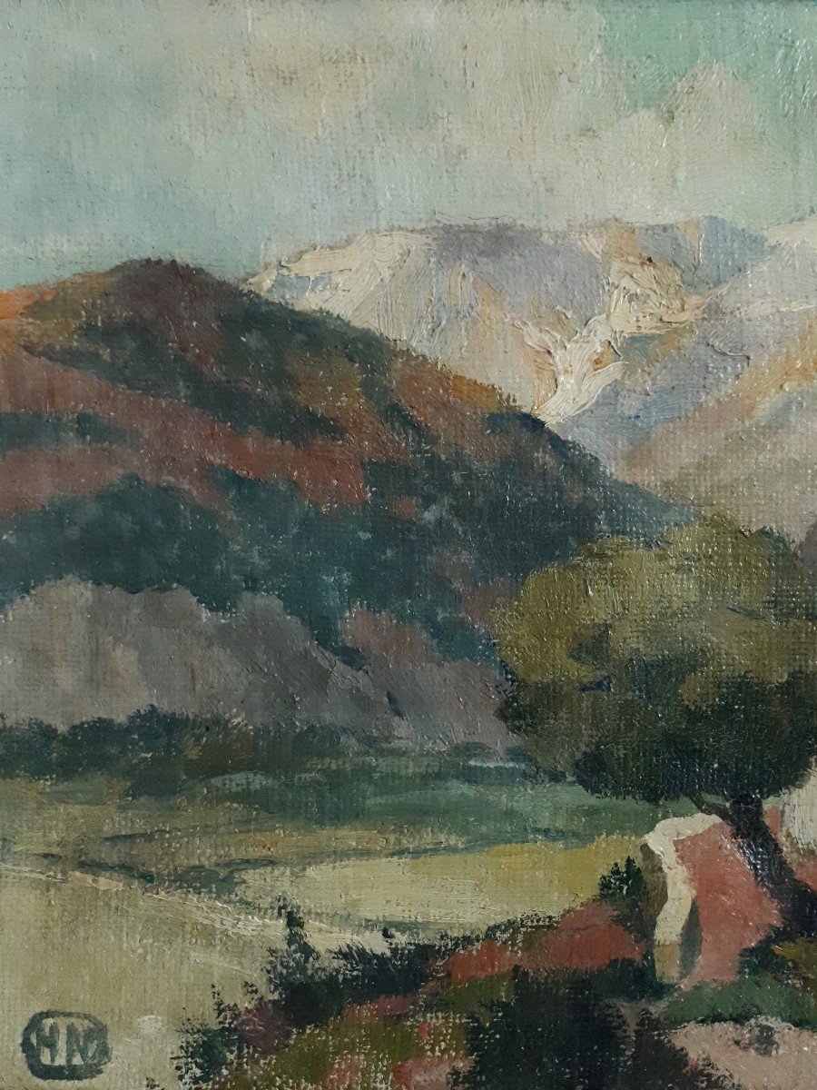Painting Sorgeat Ariège Mountain Landscape Oil On Canvas-photo-2