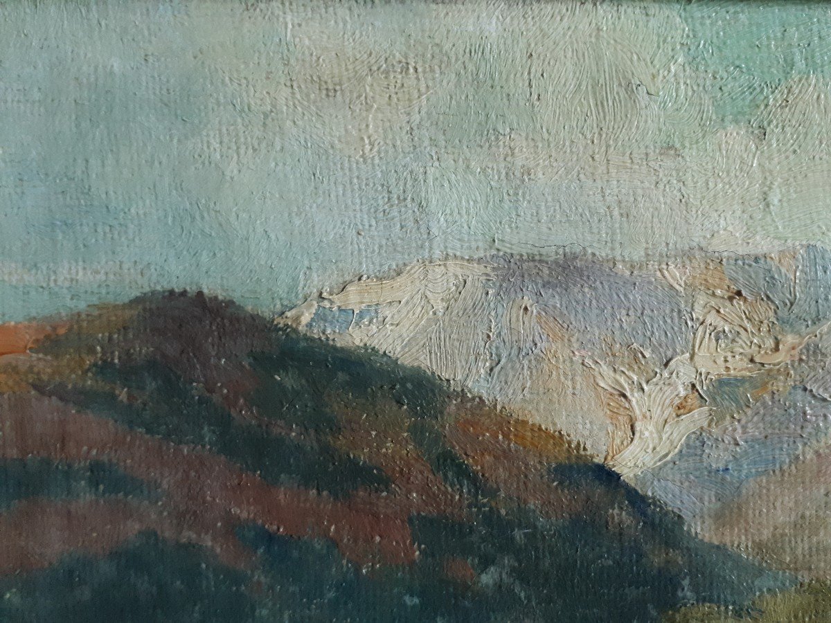 Painting Sorgeat Ariège Mountain Landscape Oil On Canvas-photo-3