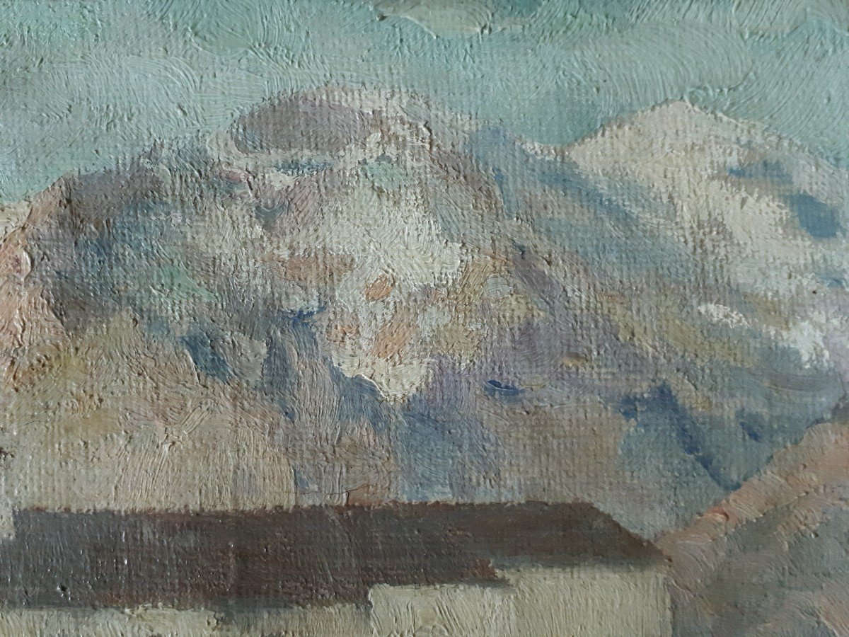 Painting Sorgeat Ariège Mountain Landscape Oil On Canvas-photo-5