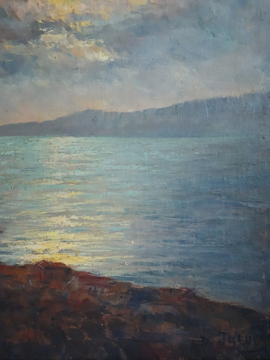 Dieudonné Jacobs (1887-1967) Harbor Of Ajaccio Corsica Seascape At Dusk Impressionism Oil On Canvas-photo-1