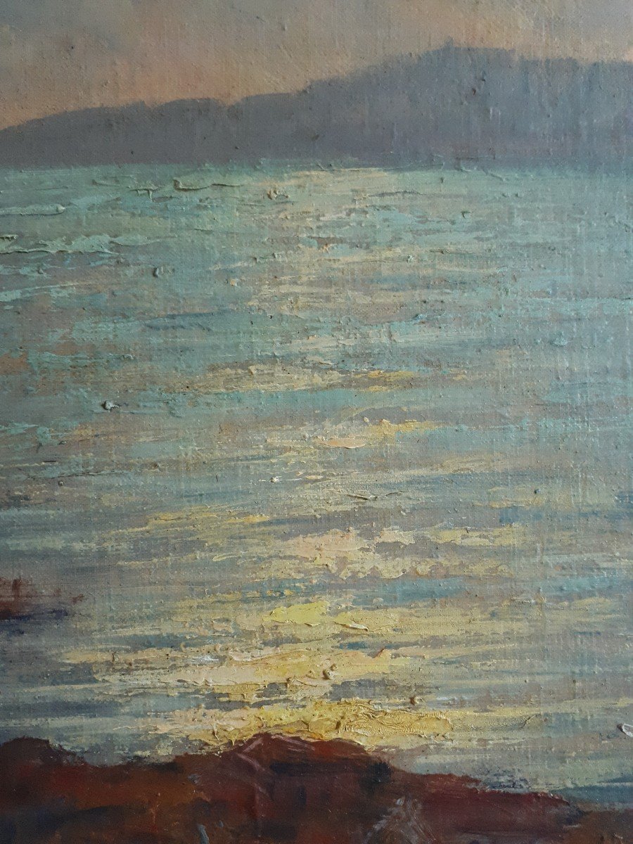 Dieudonné Jacobs (1887-1967) Harbor Of Ajaccio Corsica Seascape At Dusk Impressionism Oil On Canvas-photo-3