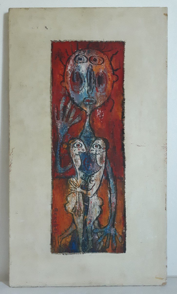 Tableau huile sur toile art brut Berthelot milieu 20ème-photo-2