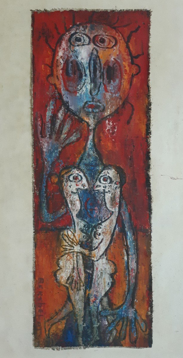 Tableau huile sur toile art brut Berthelot milieu 20ème