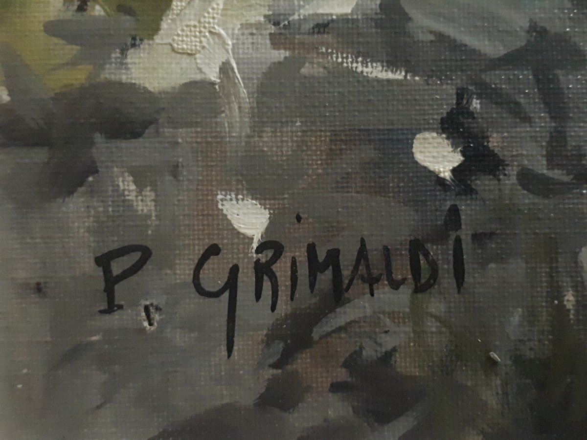 Provencal Landscape Oil On Canvas P. Grimaldi-photo-7