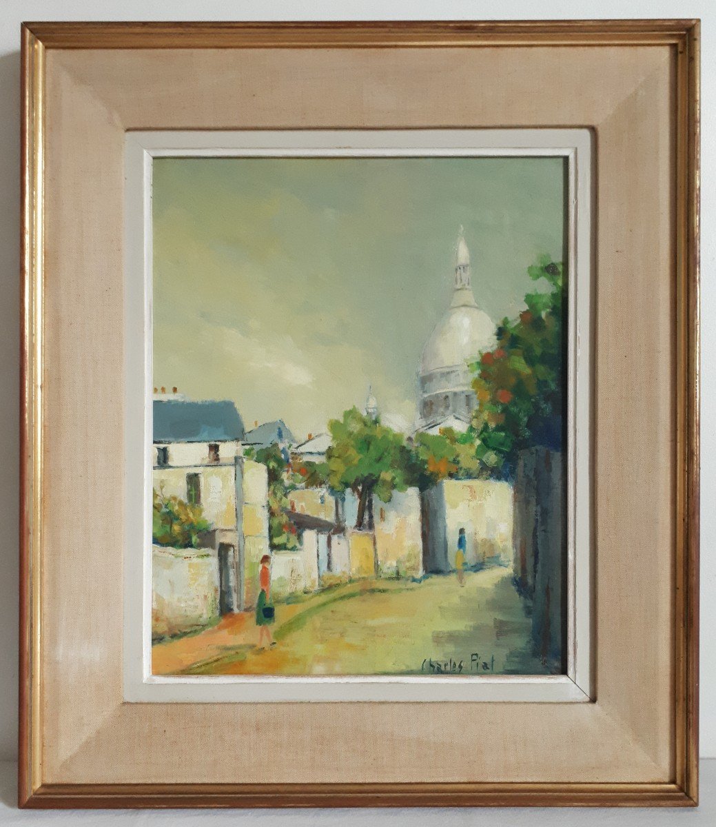 Charles PIAT huile sur toile Paris Montmartre basilique du Sacré-Coeur-photo-2