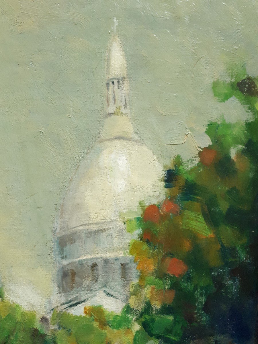 Charles PIAT huile sur toile Paris Montmartre basilique du Sacré-Coeur-photo-6