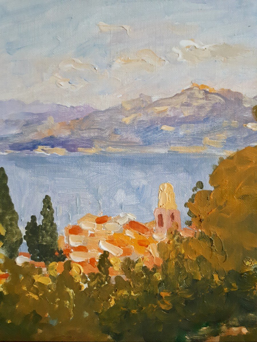 Georges FLANET (né en 1937) huile sur toile vue de Saint-Tropez Côte d'Azur-photo-4