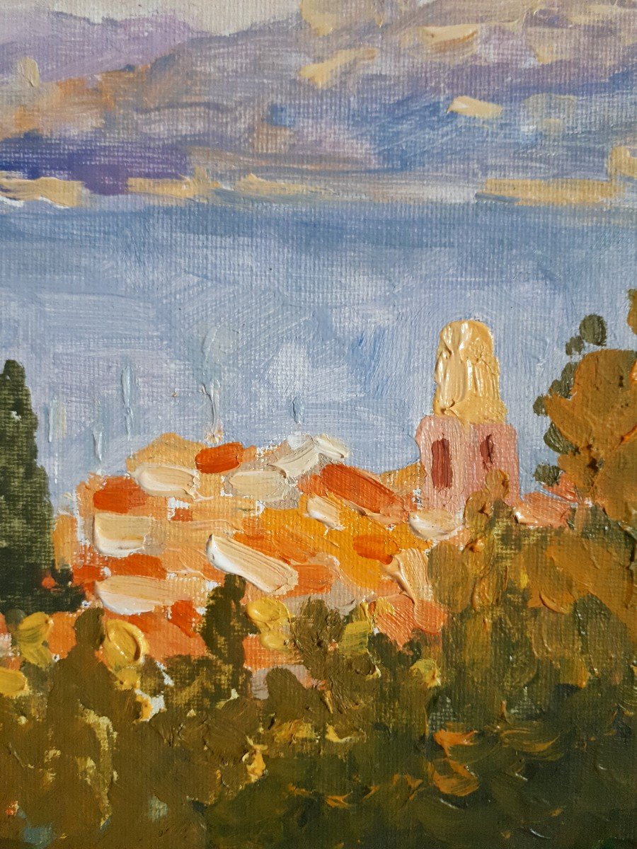 Georges FLANET (né en 1937) huile sur toile vue de Saint-Tropez Côte d'Azur-photo-3
