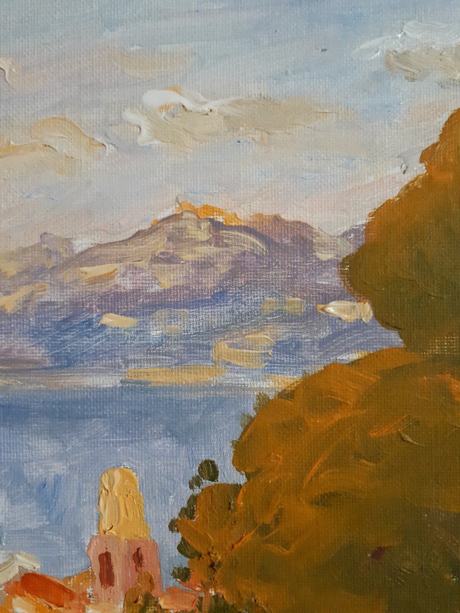 Georges FLANET (né en 1937) huile sur toile vue de Saint-Tropez Côte d'Azur-photo-5