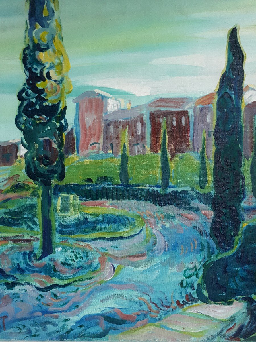 Pierre PASCALET (1915-2000) vue de Saint Cézaire sur Siagne Alpes-Maritimes huile sur toile-photo-3