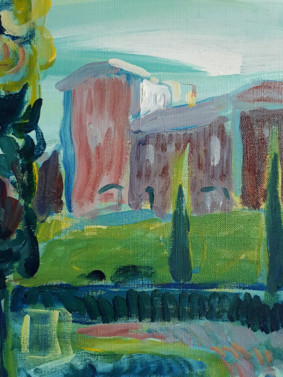 Pierre PASCALET (1915-2000) vue de Saint Cézaire sur Siagne Alpes-Maritimes huile sur toile-photo-3