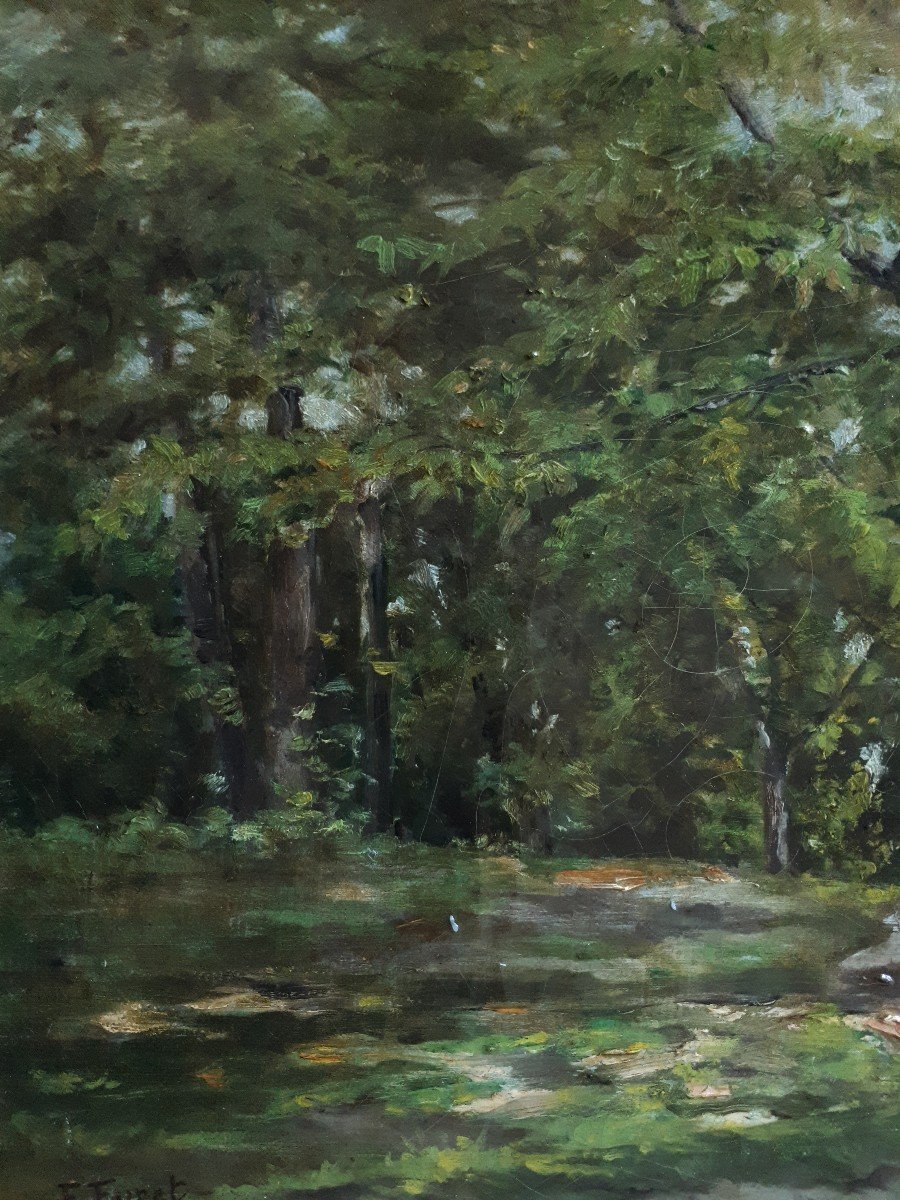 François FURET (1842-1919) huile sur toile paysage sous-bois-photo-3