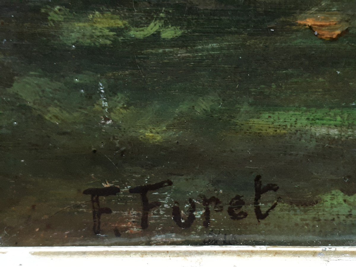 François FURET (1842-1919) huile sur toile paysage sous-bois-photo-7
