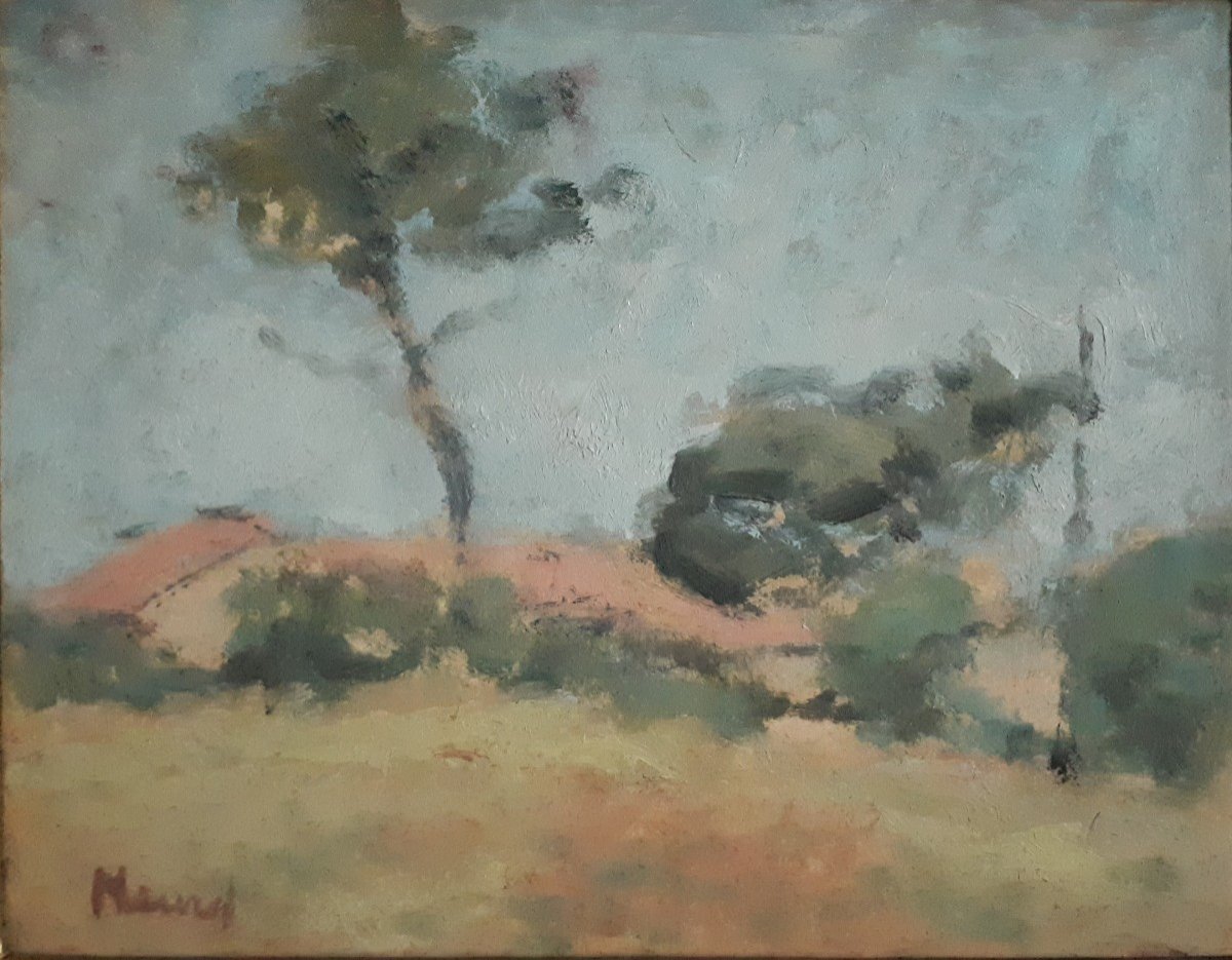 Tableau huile sur bois paysage provençal (signé) première moitié 20ème-photo-2