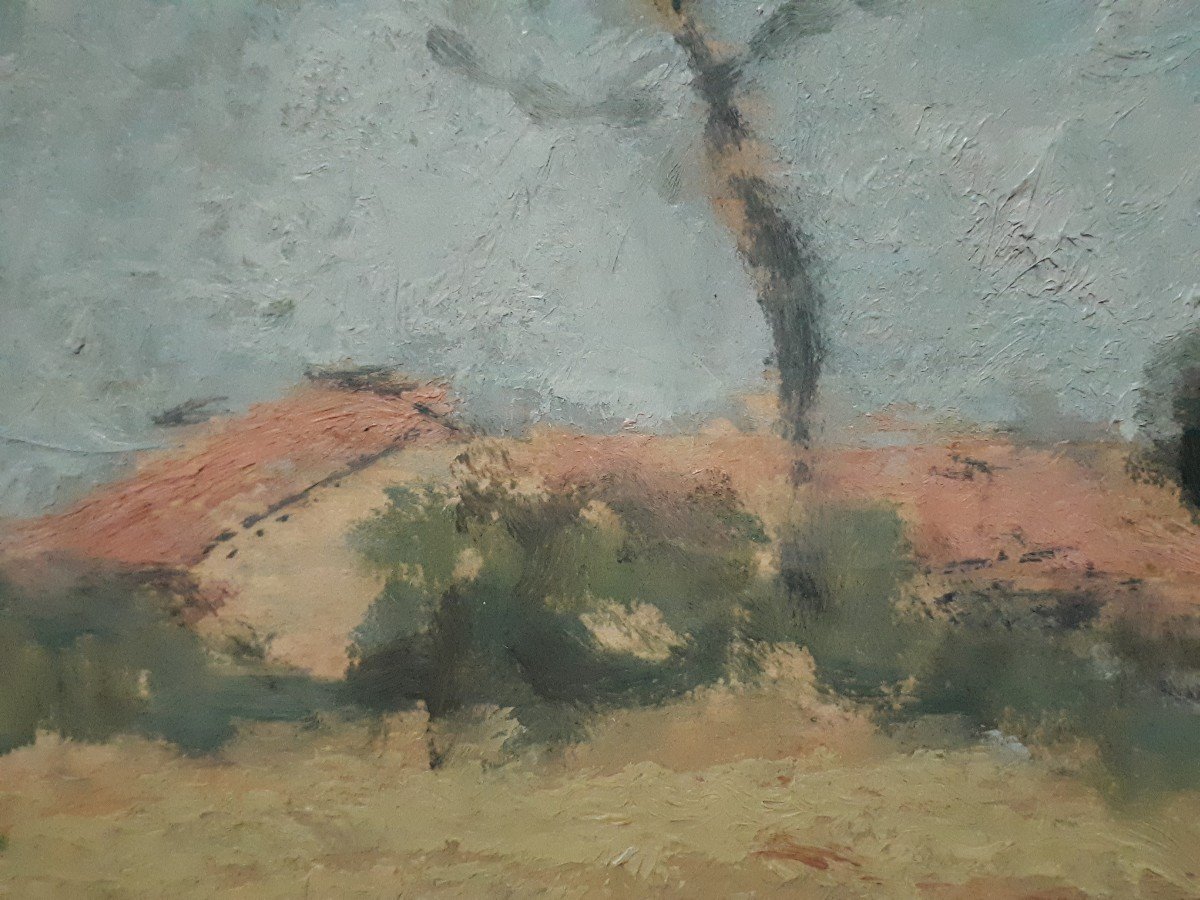 Tableau huile sur bois paysage provençal (signé) première moitié 20ème-photo-1