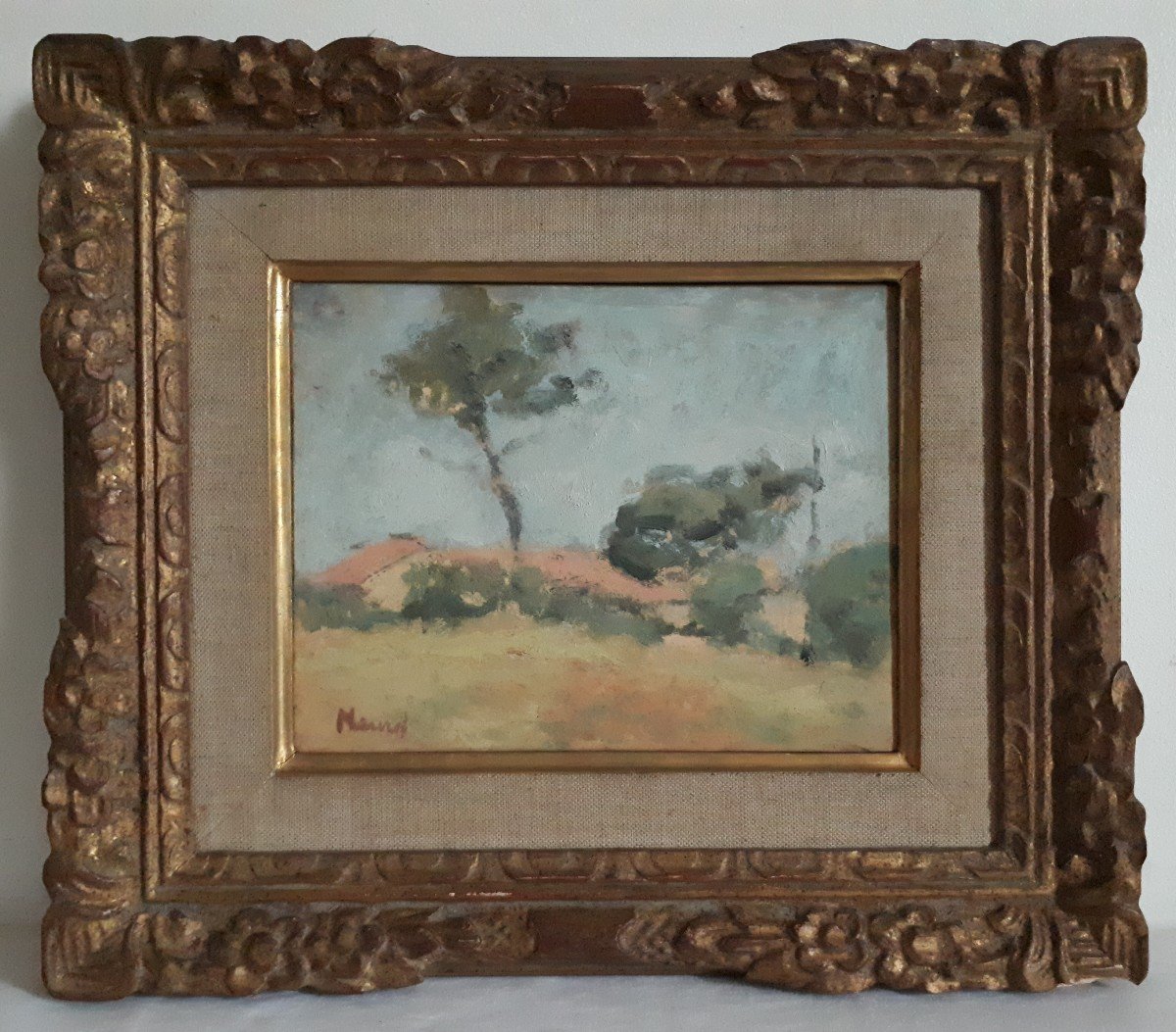 Tableau huile sur bois paysage provençal (signé) première moitié 20ème