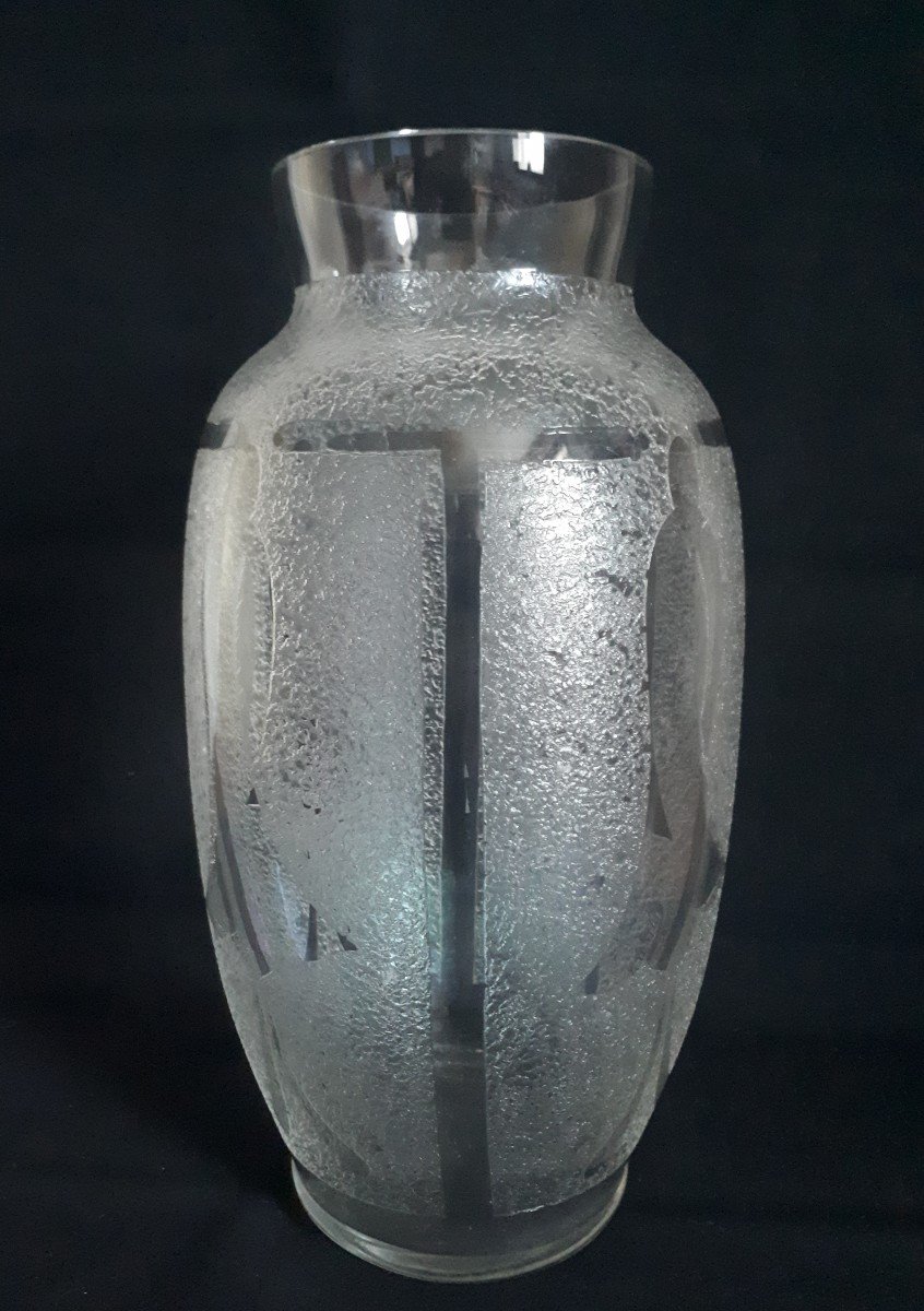 VERAME Verrerie d’Art de Metz vase en verre décor fleurs stylisées 1930 Art Déco-photo-2