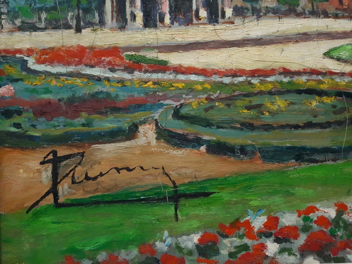 Paris Jardin du Carroussel huile sur toile début 20ème (signé)-photo-4