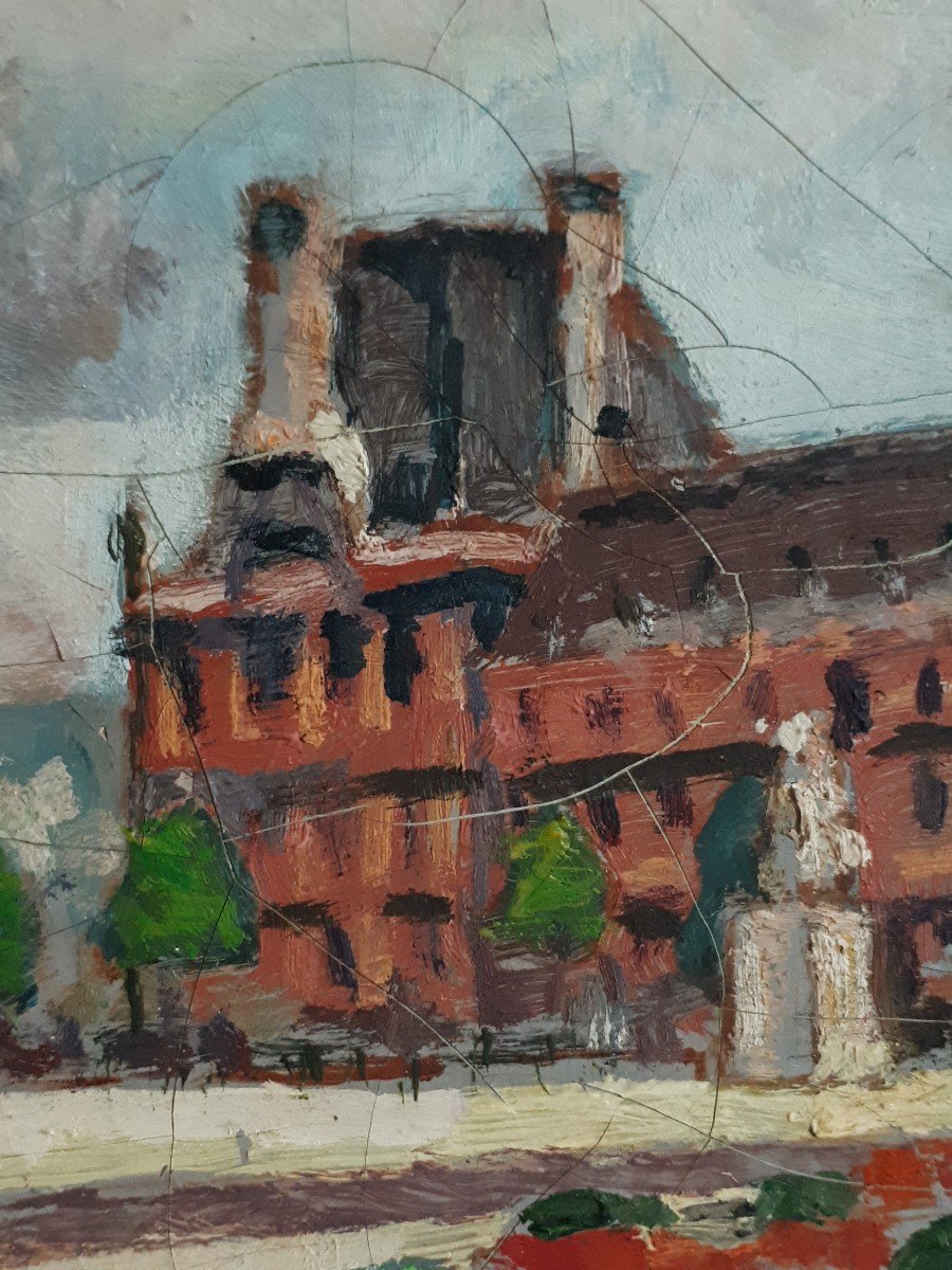 Paris Jardin du Carroussel huile sur toile début 20ème (signé)-photo-7