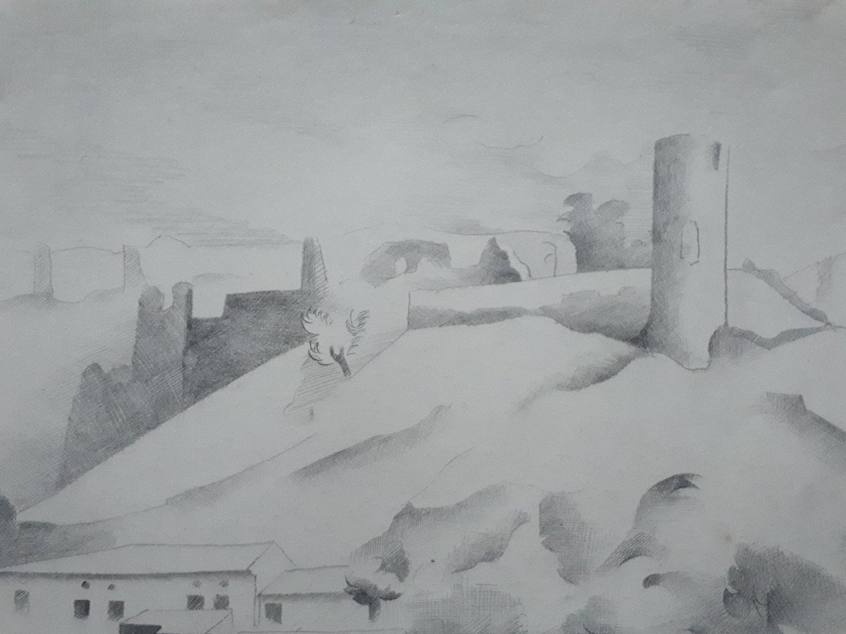 Guy MARANDET (1917-2011) dessin paysage de la Drôme 1942-photo-4