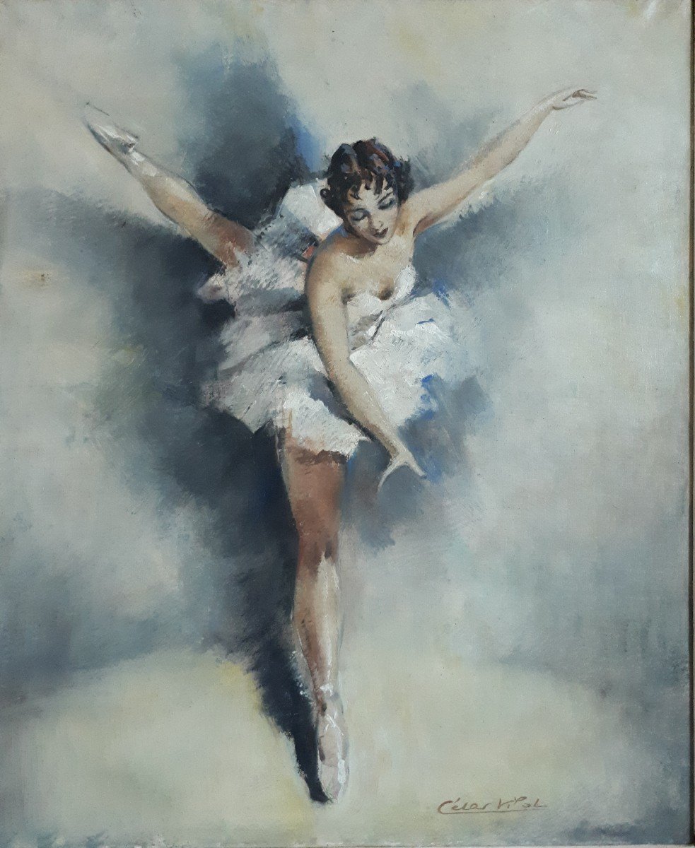 César VILOT huile sur toile danseuse ballerine-photo-2