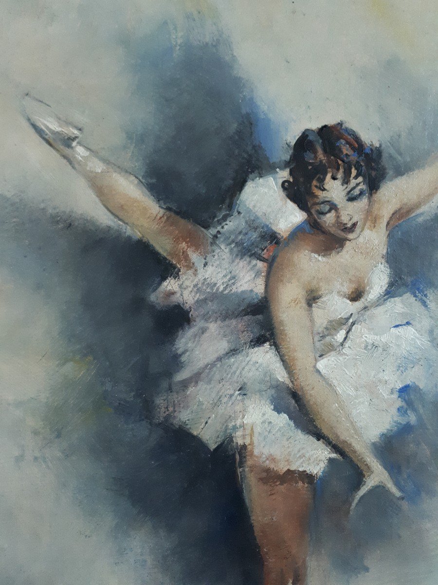 César VILOT huile sur toile danseuse ballerine-photo-3