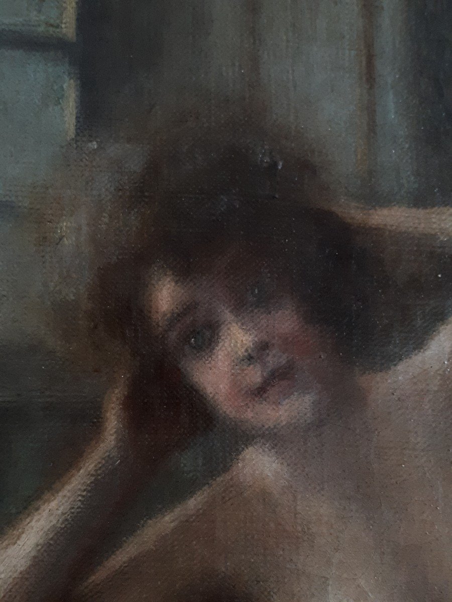 E. CARDINAL nu féminin dans un intérieur femme nue huile sur toile 1914-photo-4
