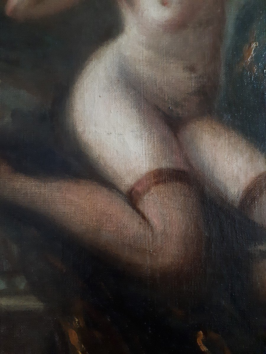 E. CARDINAL nu féminin dans un intérieur femme nue huile sur toile 1914-photo-5