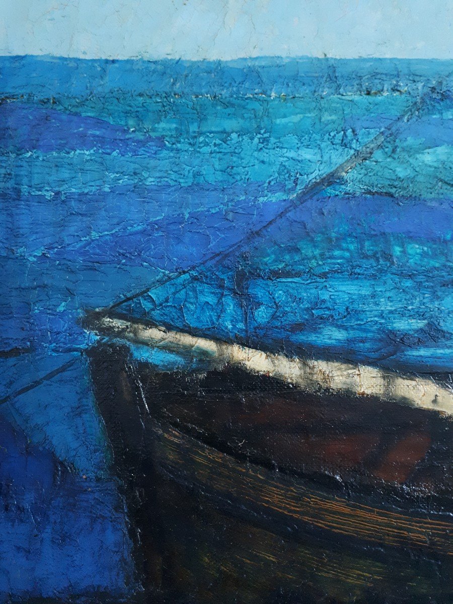 René Cazassus (born In 1932) Oil On Canvas Seascape Boats-photo-4