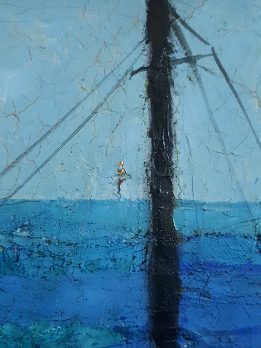 René Cazassus (born In 1932) Oil On Canvas Seascape Boats-photo-5