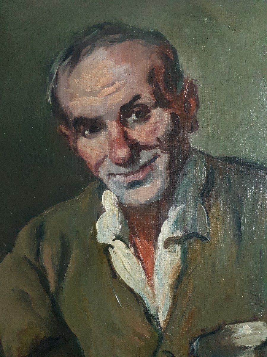 Ludovic Gignoux (1882-?) Oil On Canvas Portrait Of A Man - Le Poivrot - 1951-photo-3