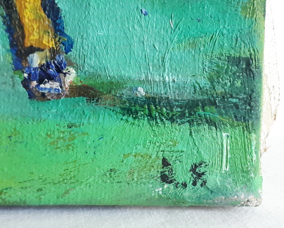 Painting Oil On Canvas Round Of Golf Golfers (signed)-photo-4