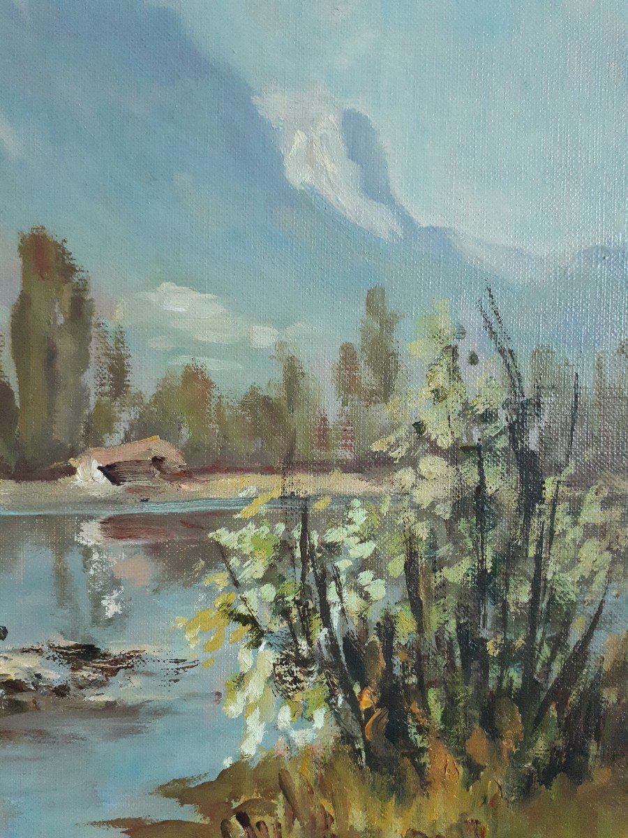 Henri Thomasset Saint Eynard Dent De Crolles Mountain Landscape Alps Oil On Canvas-photo-4