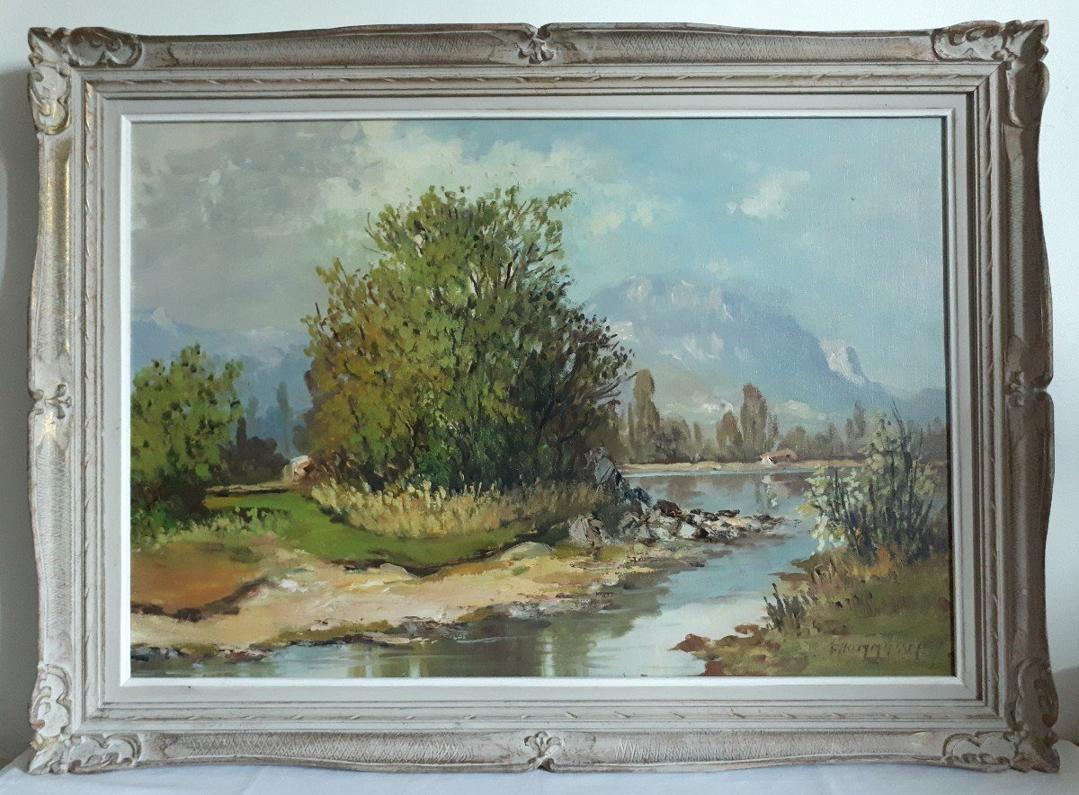 Henri Thomasset Saint Eynard Dent De Crolles Mountain Landscape Alps Oil On Canvas