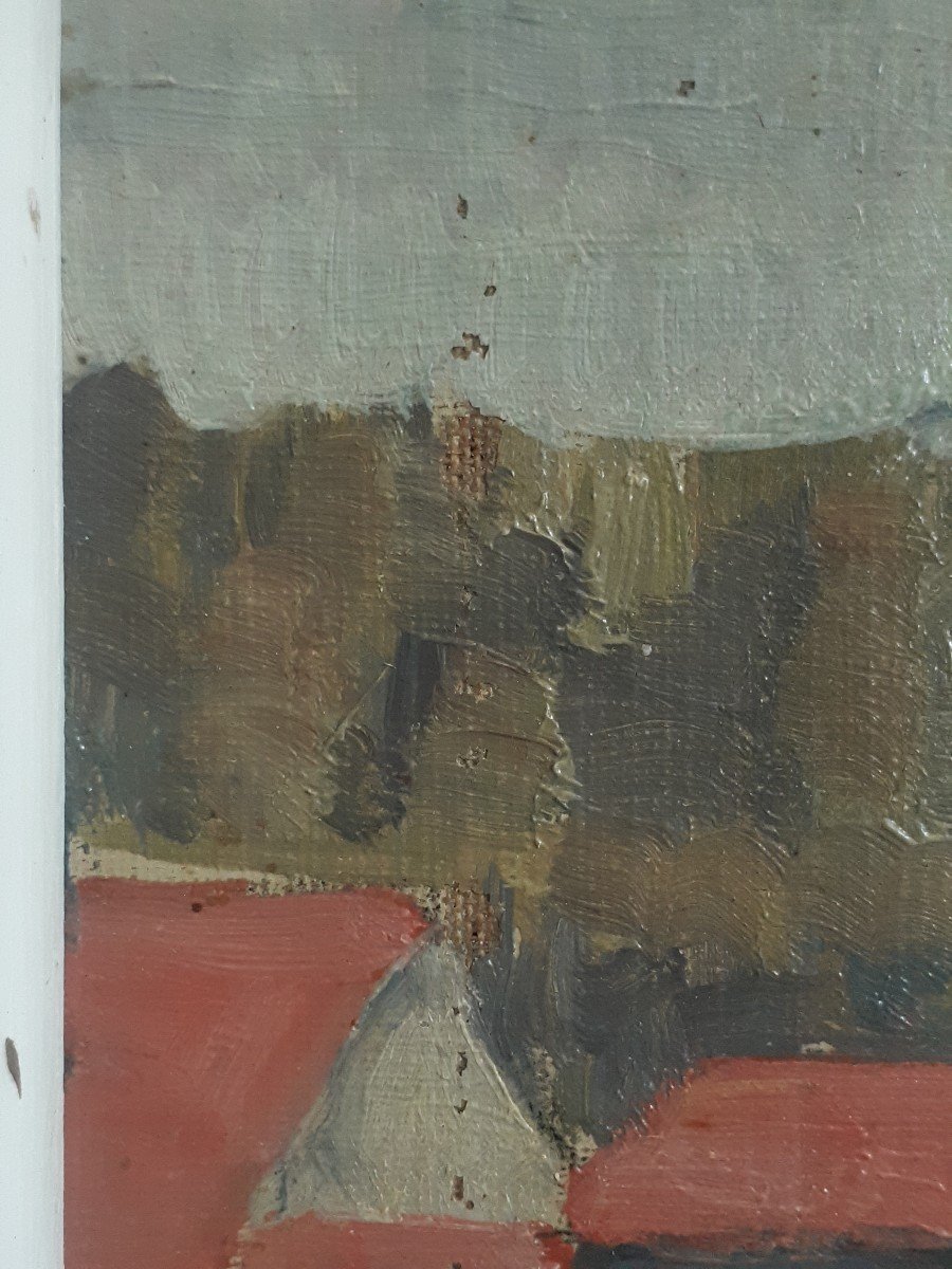 Michel Heintz Oil On Canvas Countryside Landscape Doubs Jura-photo-5