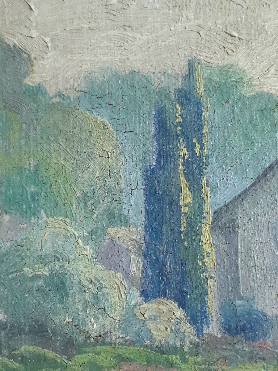 Painting Oil On Canvas Lake Landscape J. Elhinger-photo-5