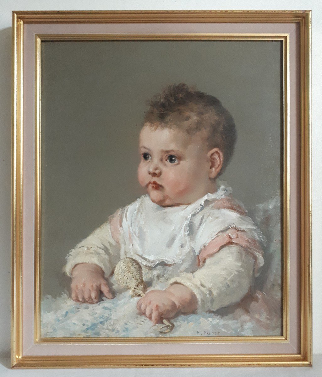 François FURET (1842-1919) huile sur toile portrait d'enfant fin 19ème début 20ème-photo-2