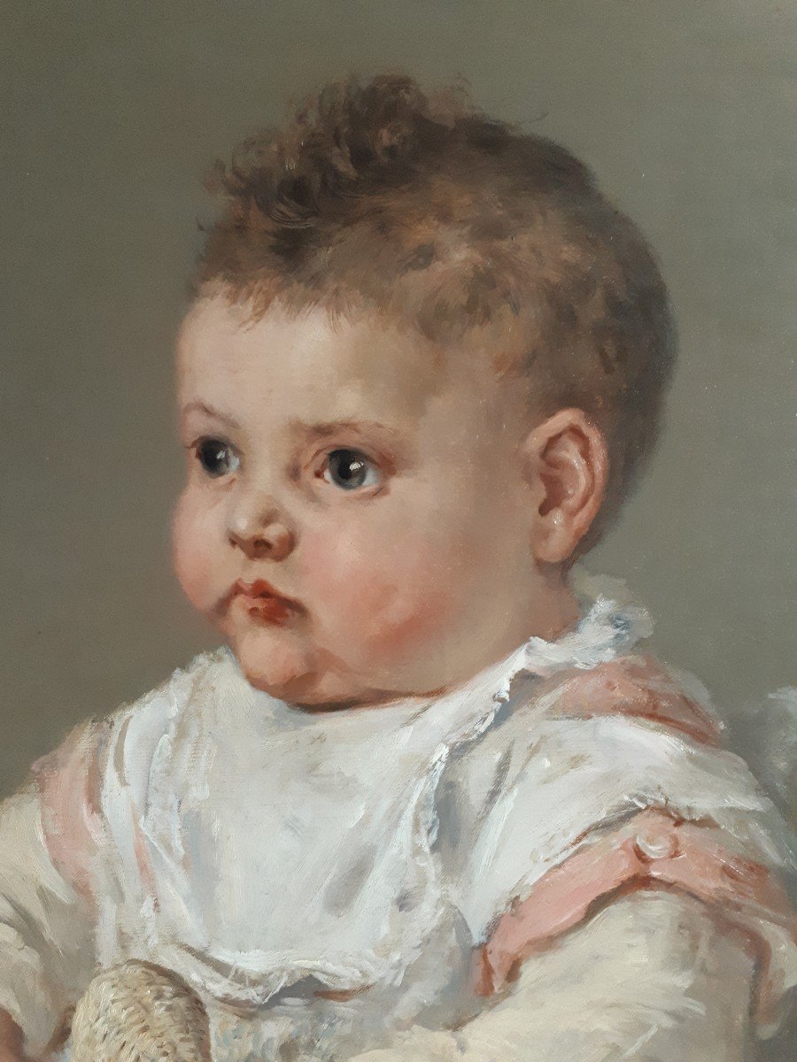 François FURET (1842-1919) huile sur toile portrait d'enfant fin 19ème début 20ème-photo-3