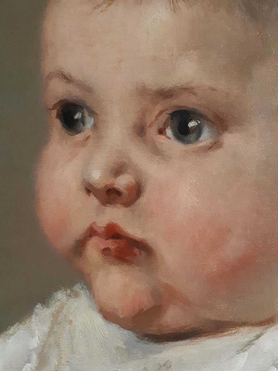 François FURET (1842-1919) huile sur toile portrait d'enfant fin 19ème début 20ème-photo-1