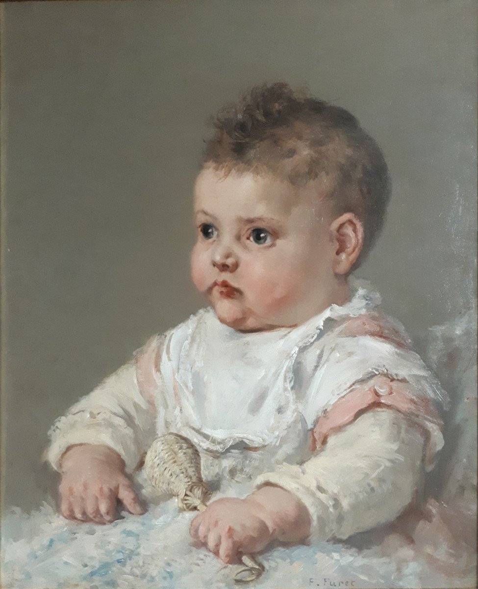 François FURET (1842-1919) huile sur toile portrait d'enfant fin 19ème début 20ème