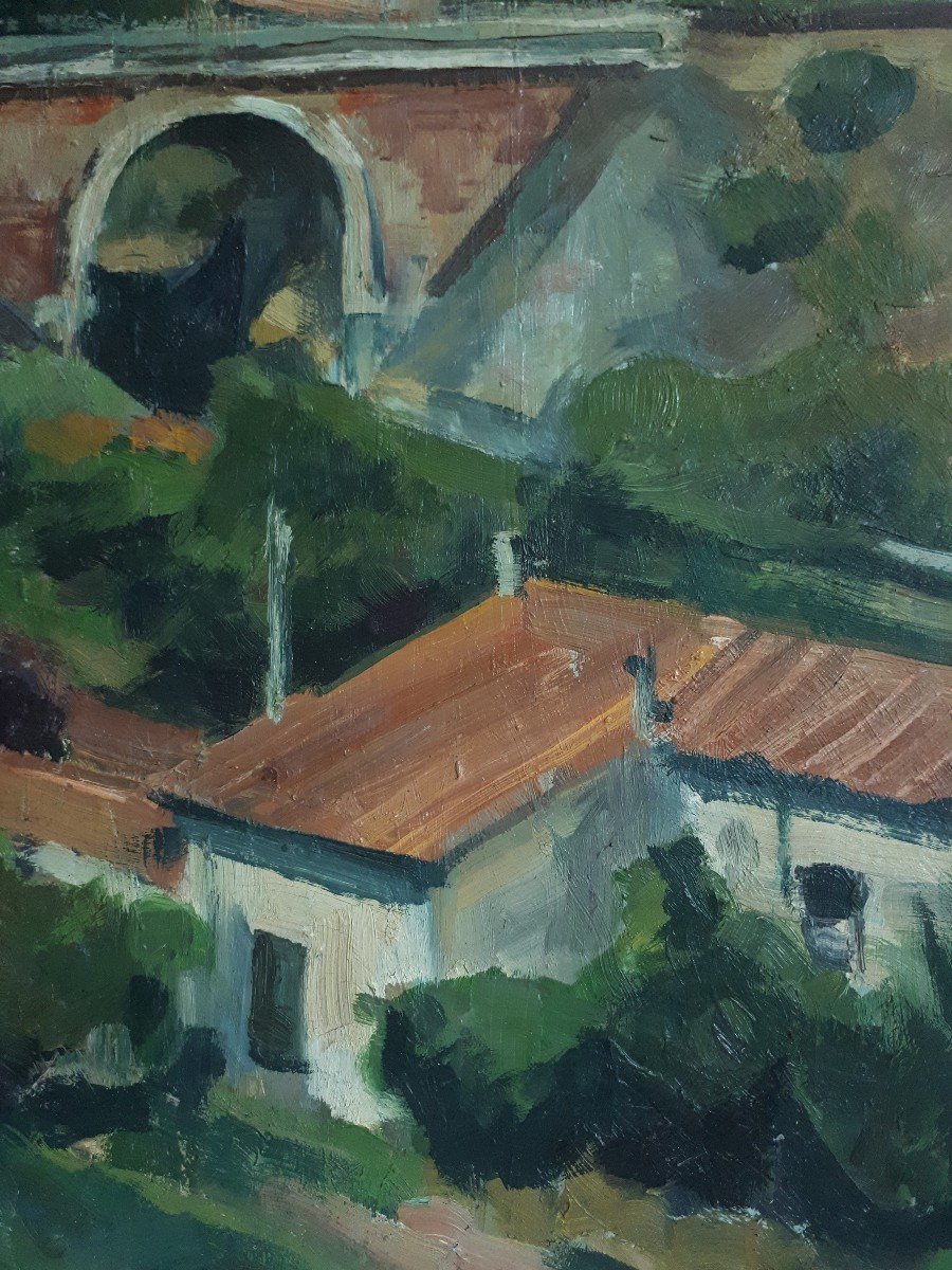 Painting Oil On Panel Provençal Landscape By The Sea D. Mantel-photo-3