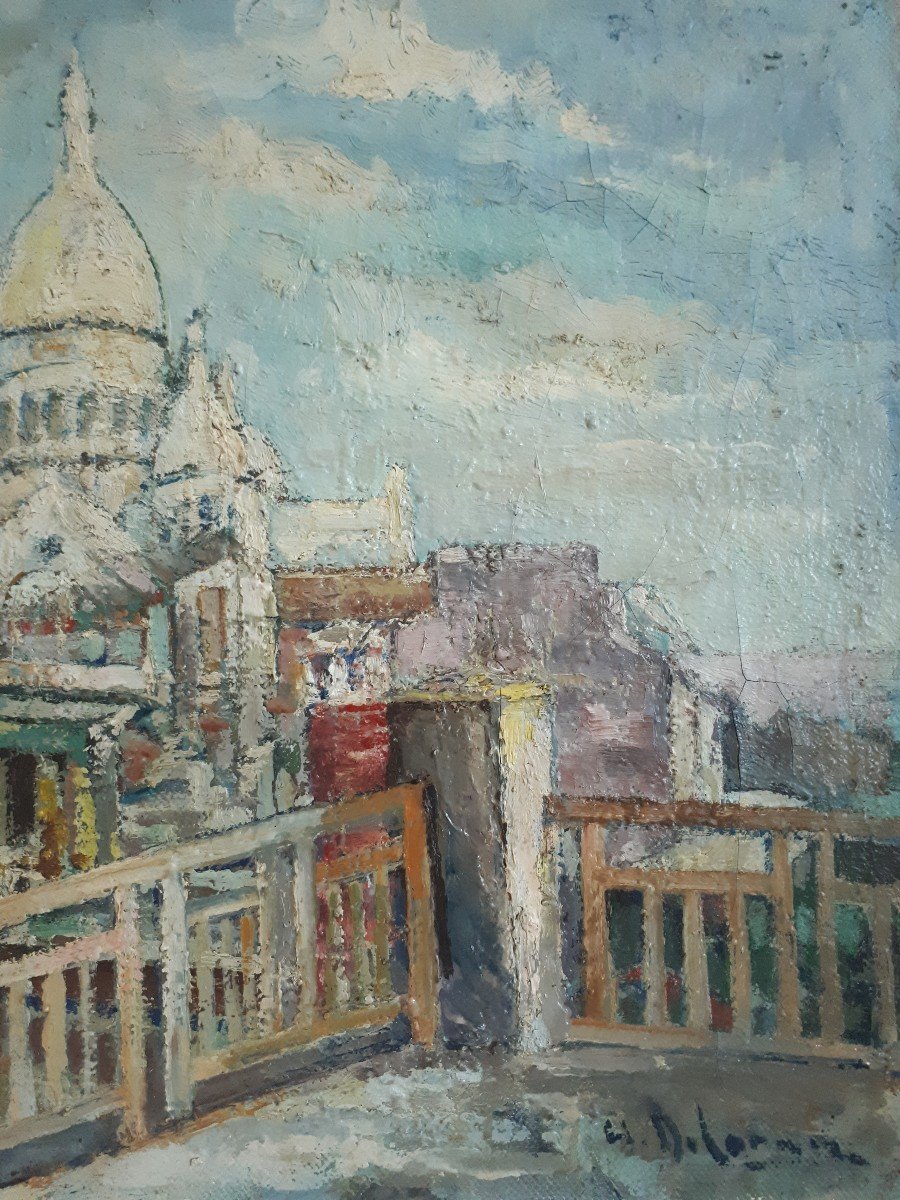 View Of Paris Montmartre Sacré-coeur Oil On Canvas Late 19th-photo-4