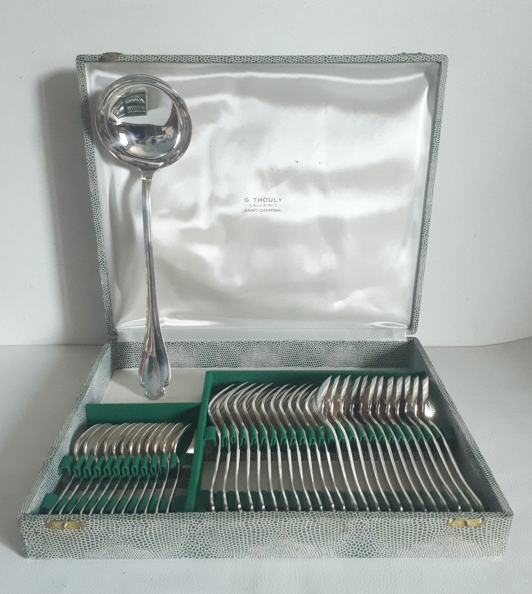 CHRISTOFLE ménagère couverts 37 pièces modèle Pompadour métal argenté-photo-2