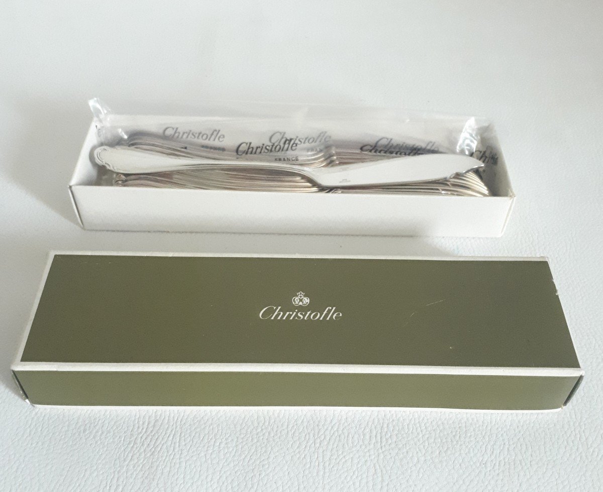 Christofle 12 Fish Cutlery 24 Pieces Pompadour Model Silver Metal-photo-3