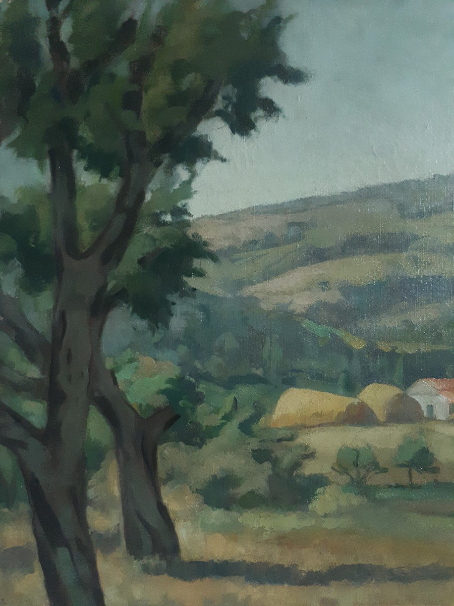 Venance Curnier (1885-1971) Oil On Canvas Hilly Landscape Lyon School-photo-2