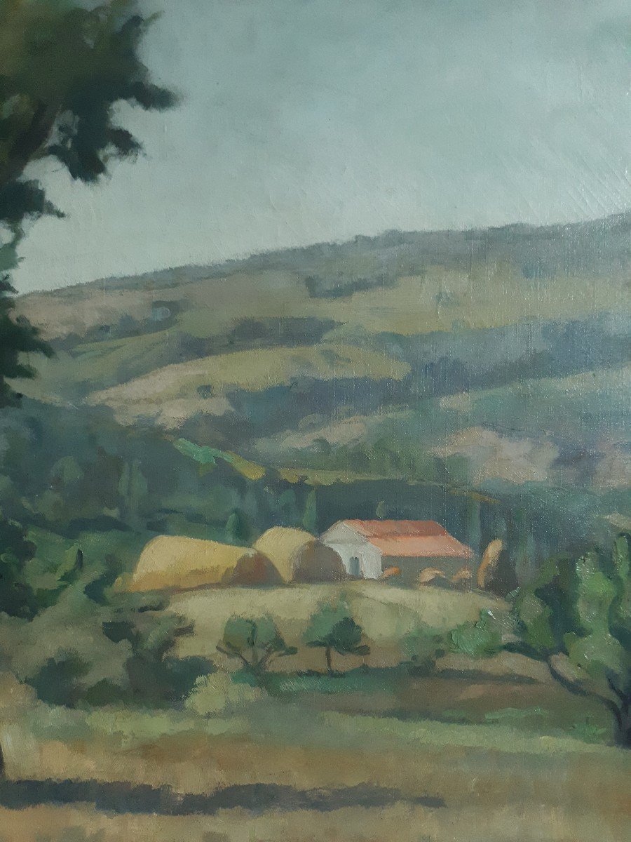 Venance Curnier (1885-1971) Oil On Canvas Hilly Landscape Lyon School-photo-3