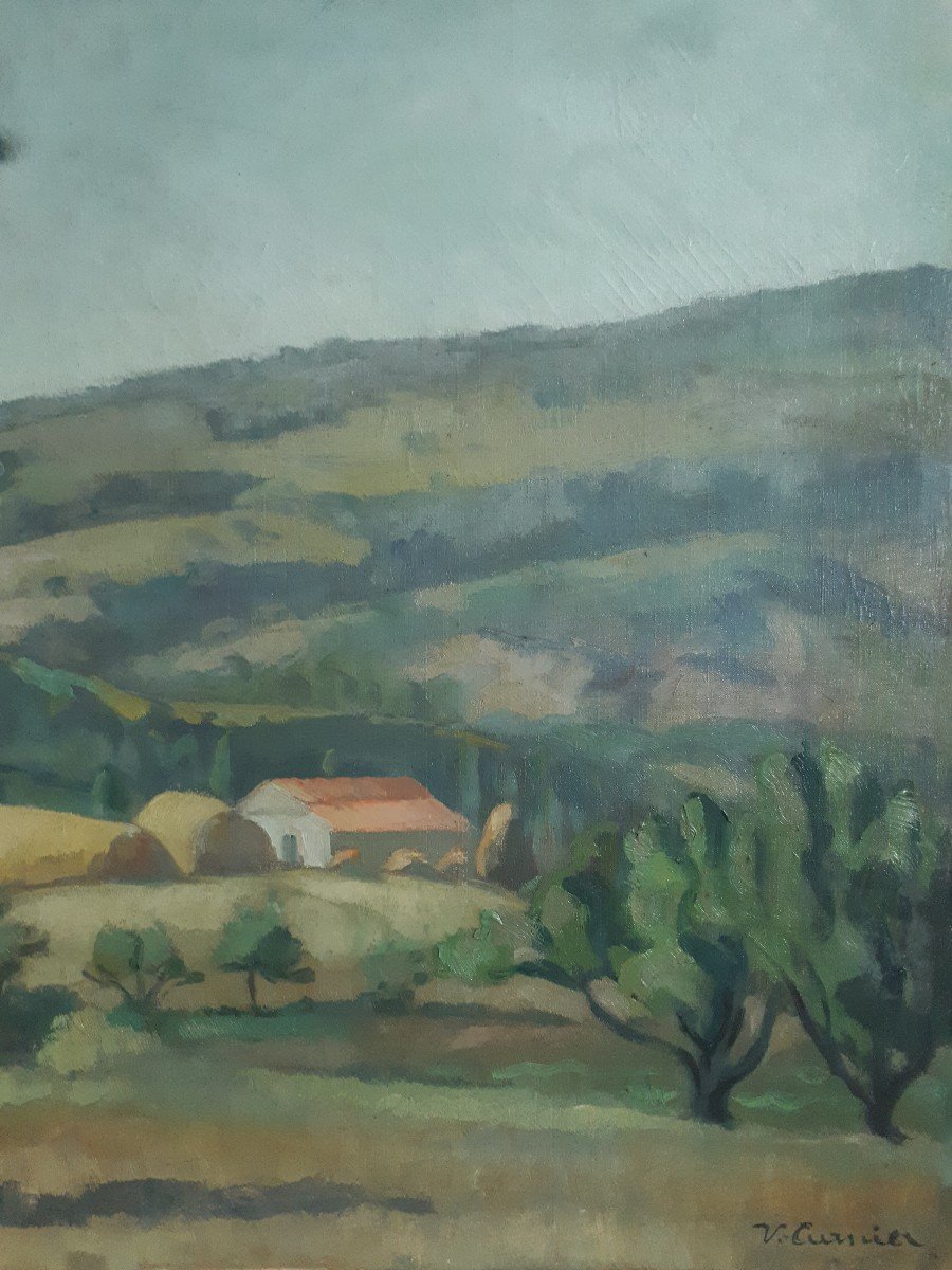 Venance Curnier (1885-1971) Oil On Canvas Hilly Landscape Lyon School-photo-4