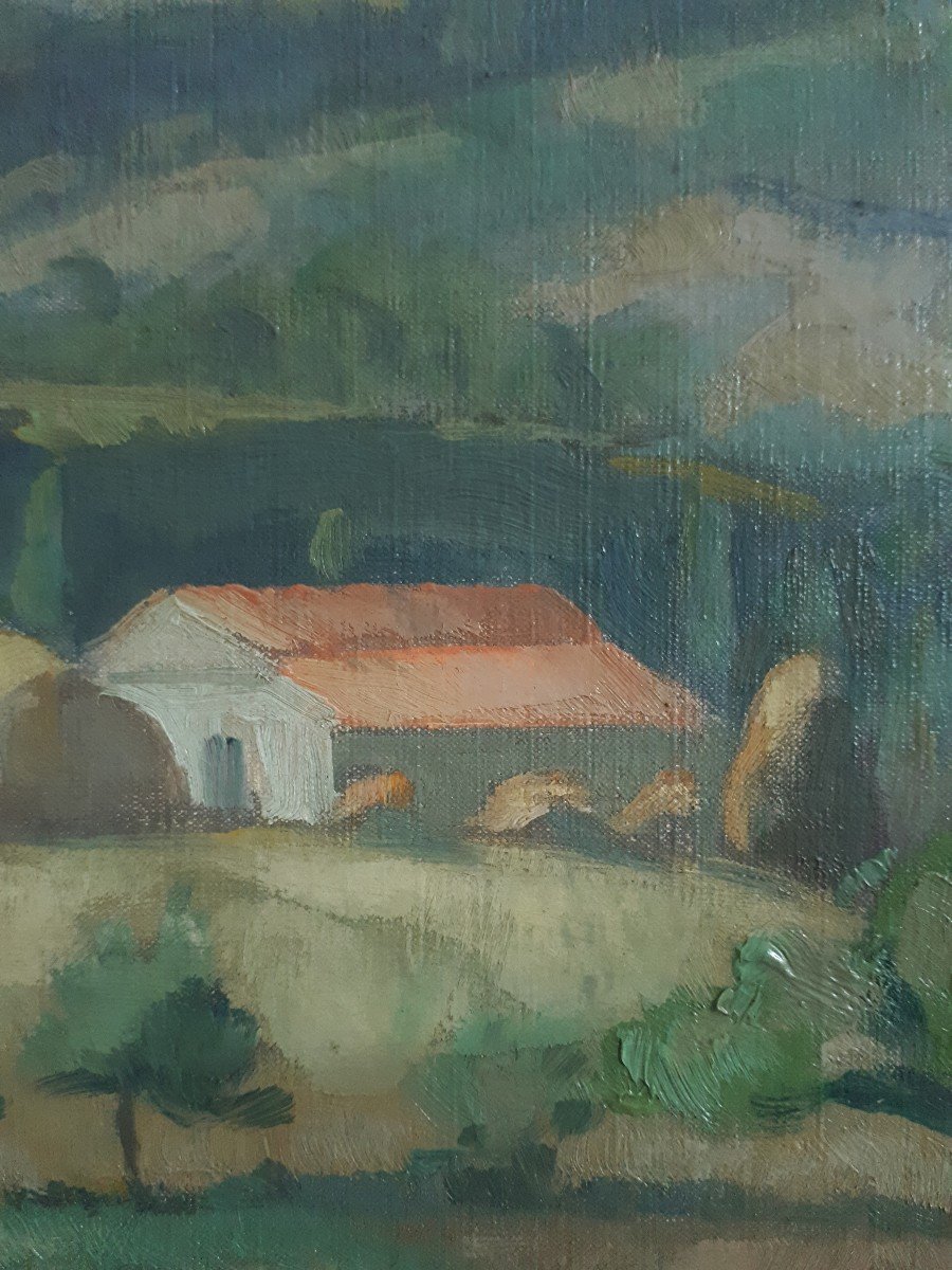 Venance Curnier (1885-1971) Oil On Canvas Hilly Landscape Lyon School-photo-4