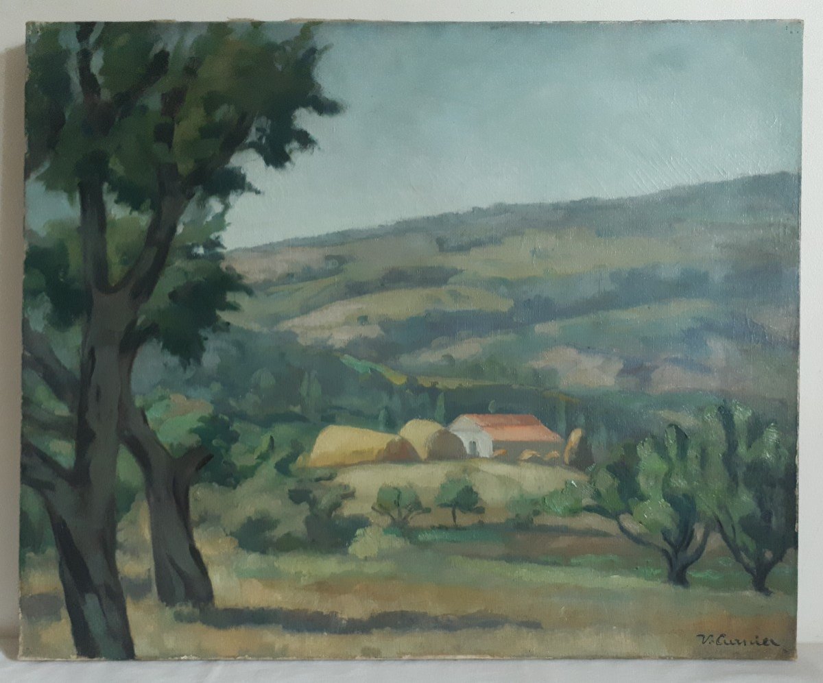 Venance Curnier (1885-1971) Oil On Canvas Hilly Landscape Lyon School