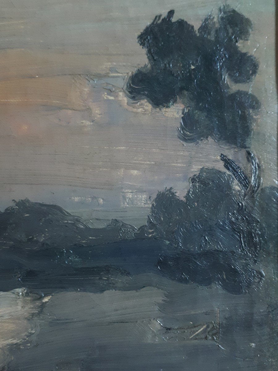 Emile Avon (1847-1914) Oil On Canvas Seascape At Dusk-photo-6